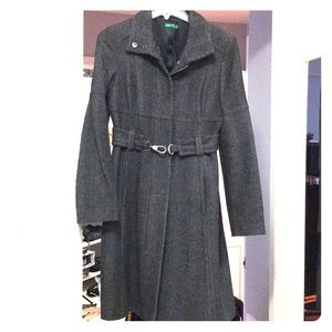 Benetton Gray Tweed Wool Coat